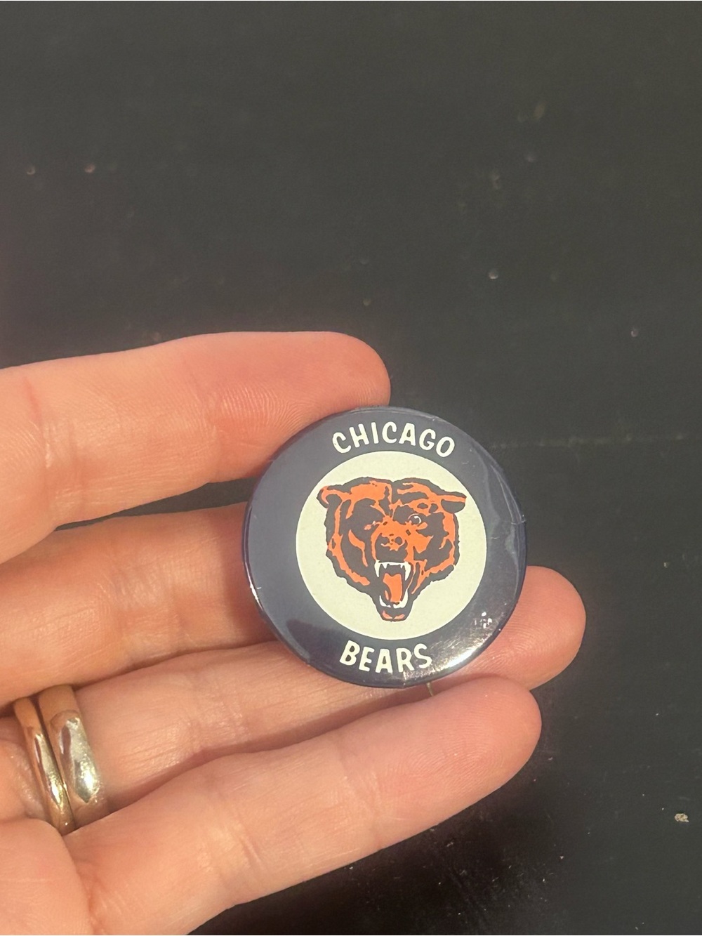 Chicago Bears Round Team Pin - Navy & Orange
